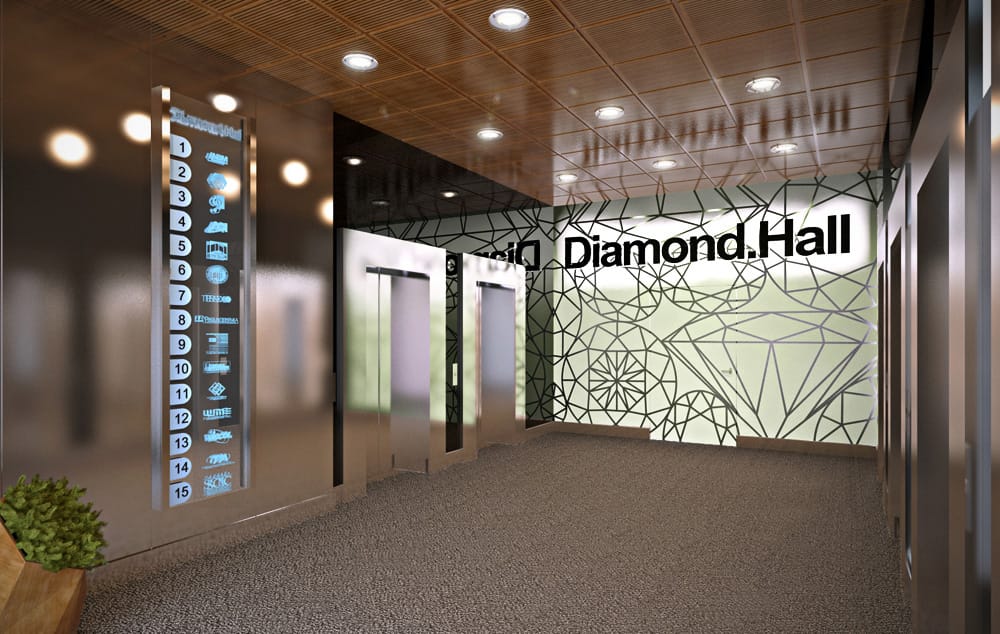 Лифтовой холл, визуализация, Diamond Hall